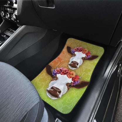 Front And Back Car Mats- Cow Head Flower (Set Of 4) 144730