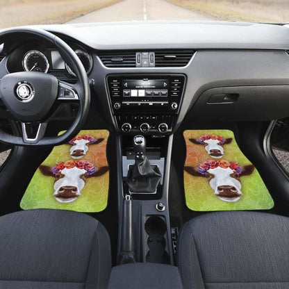 Front And Back Car Mats- Cow Head Flower (Set Of 4) 144730