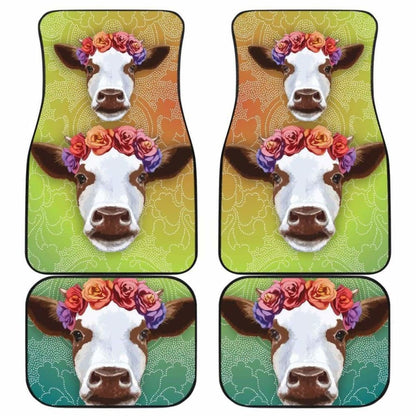 Front And Back Car Mats- Cow Head Flower (Set Of 4) 144730