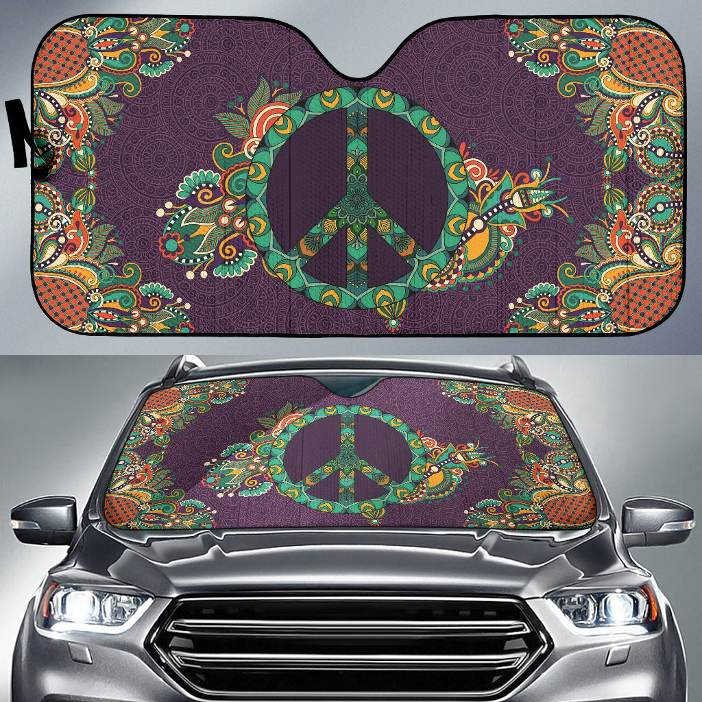 Purple Peace Symbol Mandala Hippie Car Auto Sun Shades 212501