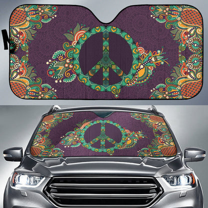 Purple Peace Symbol Mandala Hippie Car Auto Sun Shades 212501