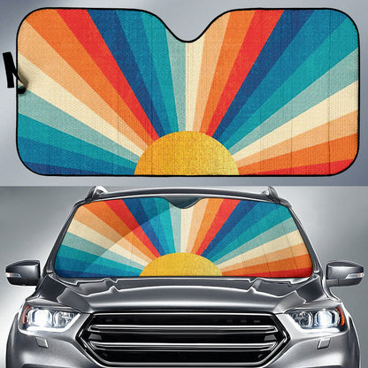 Retro Sunrise Colorful Car Auto Sun Shades 210202
