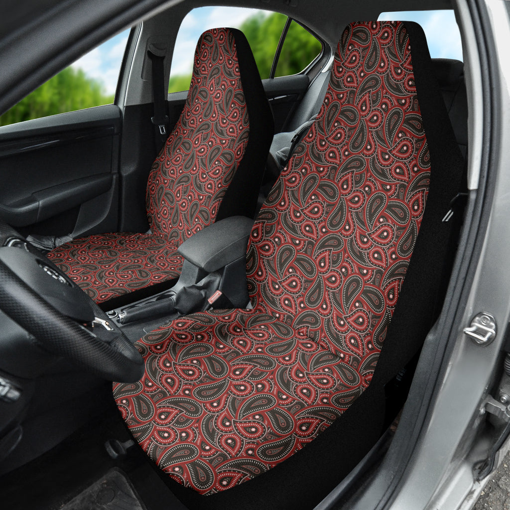 Red Paisley Pattern Car Seat Covers 212201