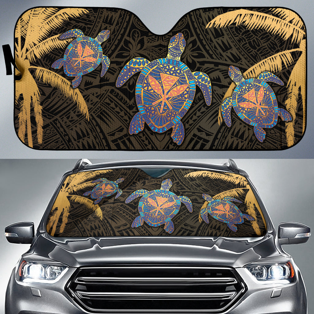 Turtle Kanaka Maoli Plumeria Flower Car Auto Sun Shades 212101