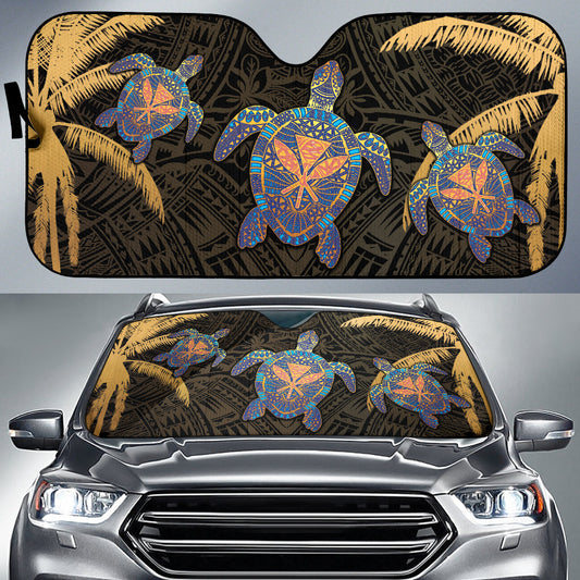 Turtle Kanaka Maoli Plumeria Flower Car Auto Sun Shades 212101