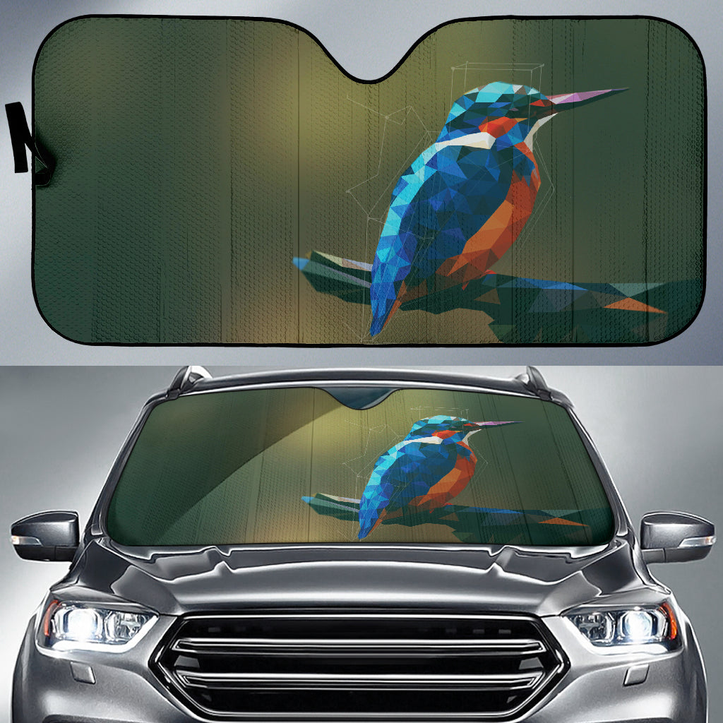 Vibrant Polygon Bird Perched in Abstract Space Car Auto Sun Shades 211502