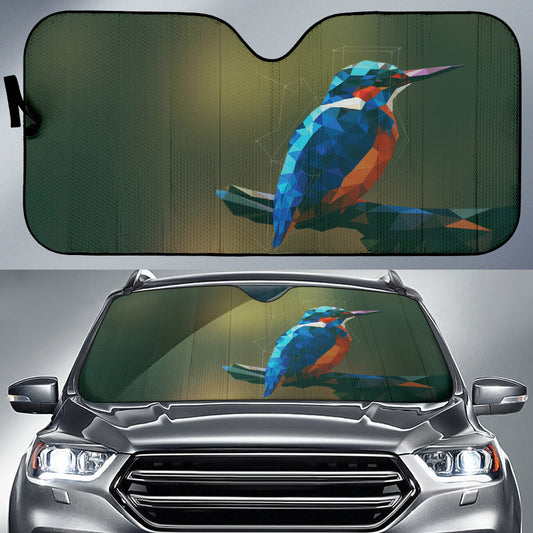 Vibrant Polygon Bird Perched in Abstract Space Car Auto Sun Shades 211502