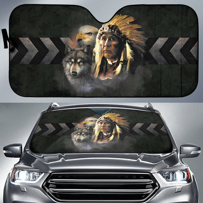 Native American Indian Eagle Wolf Spirit Animals Car Auto Sun Shades