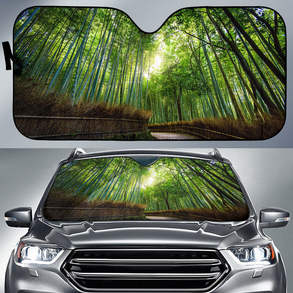 Tranquil Bamboo Forest Path Bathed in Light Car Auto Sun Shades 211402