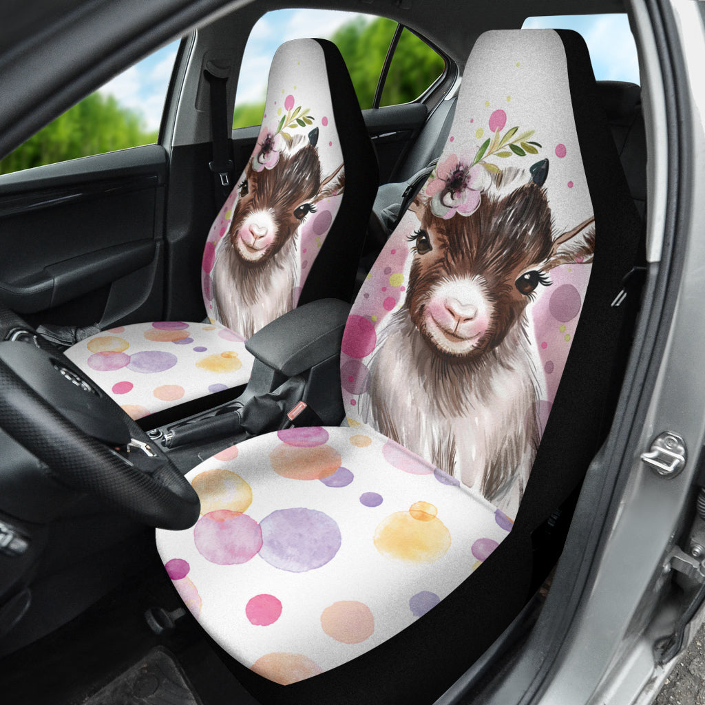 Goat Cute Floral Watercolor Car Seat Covers 212301