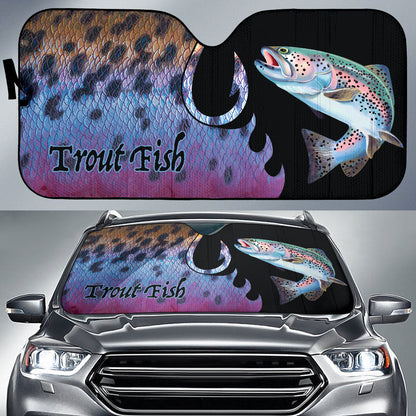 Trout Fish Hook Printing Car Auto Sun Shades 211201