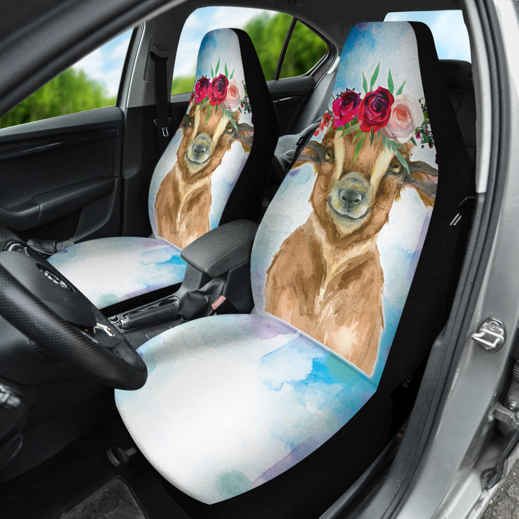 Goat Cute Cyan Watercolor Car Seat Covers 212301