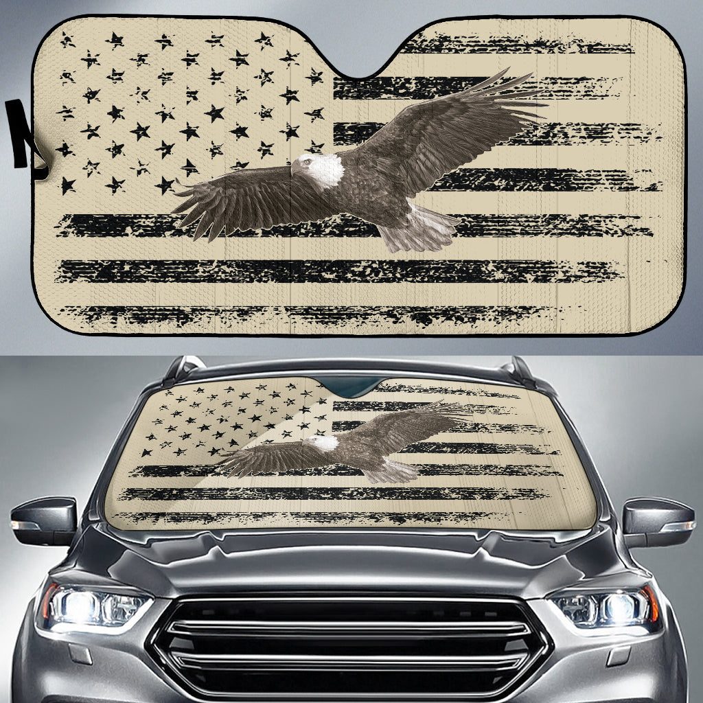 Vintage American Flag Tan Car Auto Sun Shades 210102