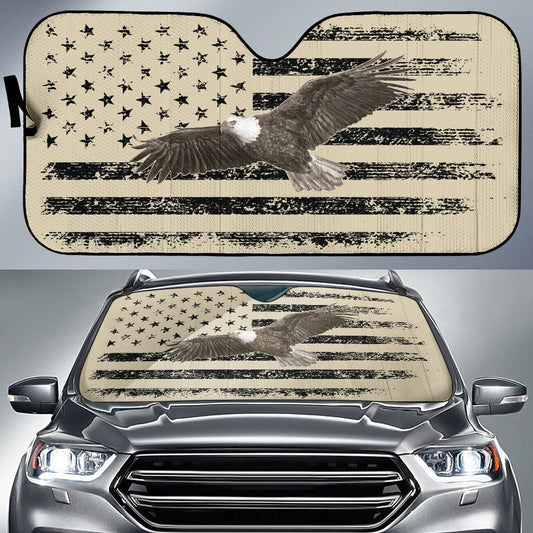 Vintage American Flag Tan Car Auto Sun Shades 210102