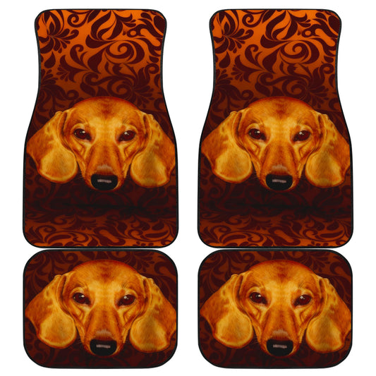 Elegant Dachshund Face with Decorative Vintage Background Car Floor Mats 211402