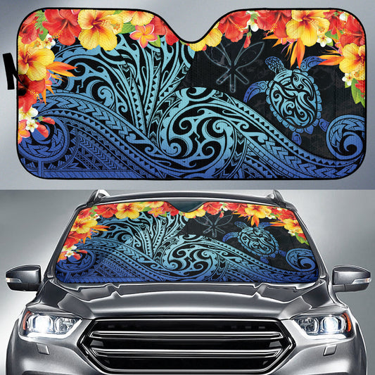 Kanaka Maoli (Hawaiian) Car Auto Sun Shades Sea Turtle Tropical Hibiscus And Plumeria 211801
