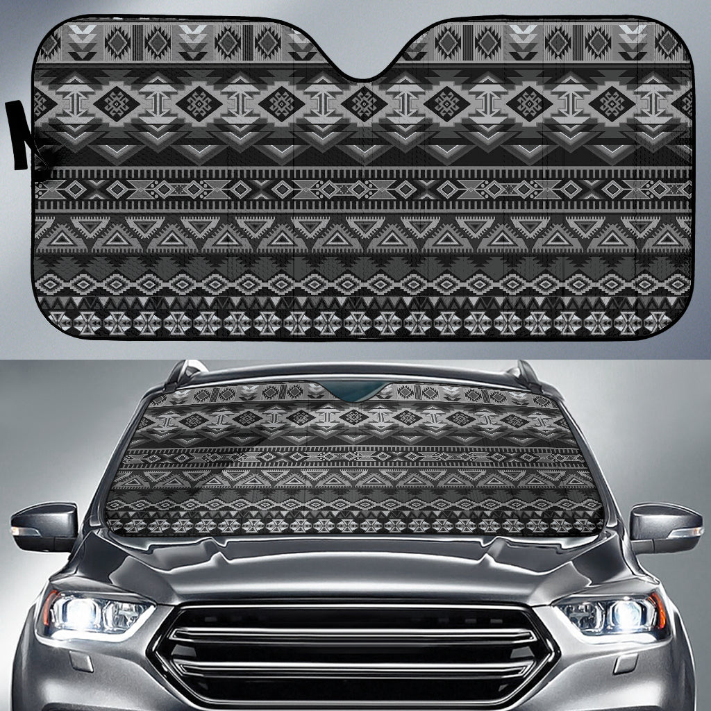 Gray Boho Aztec Auto Sun Shades 211302