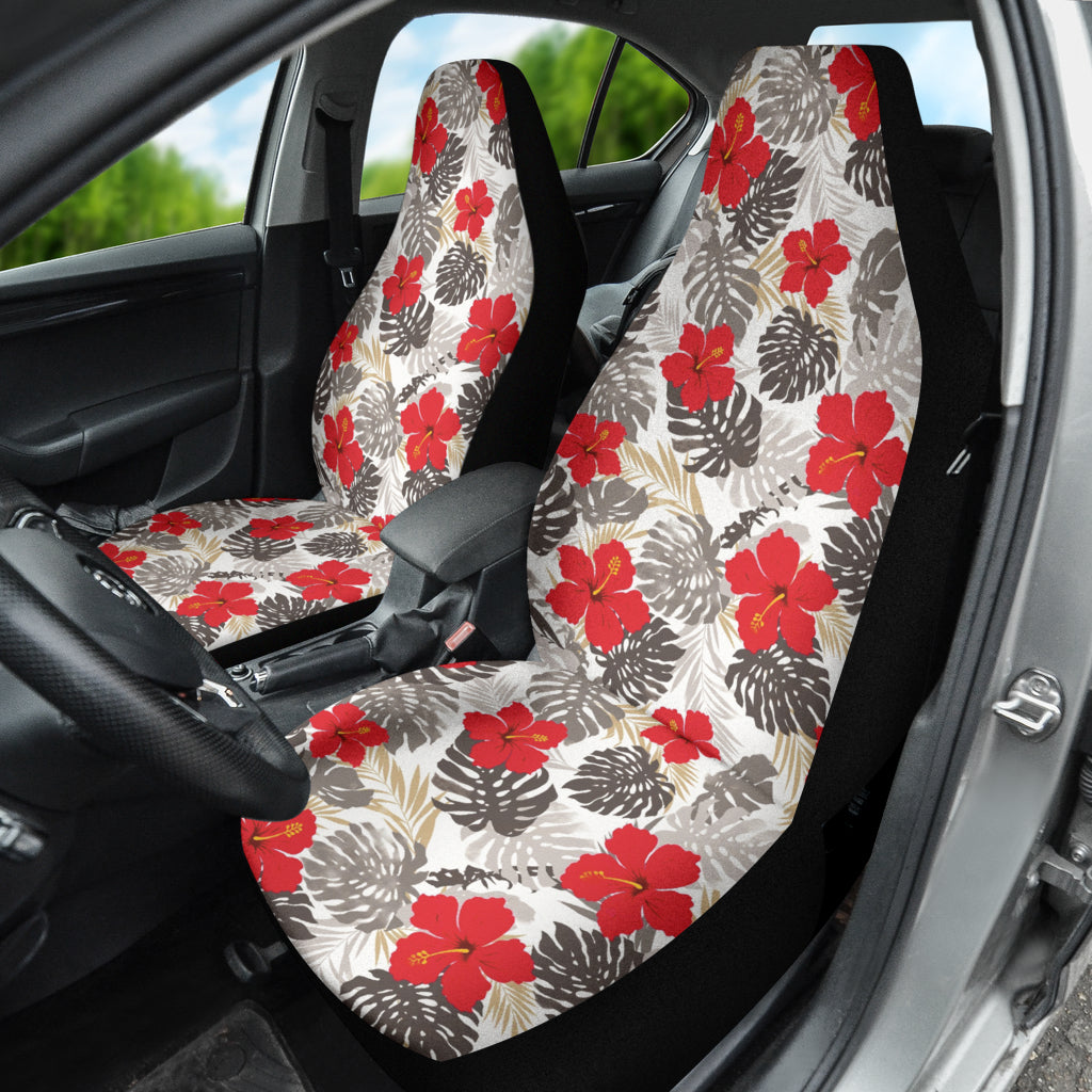 Red Hibiscus Hawaiian Flower Pattern Car Seat Covers 212201