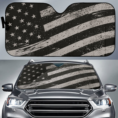 Black And White American Flag Car Auto Sun Shades 212401