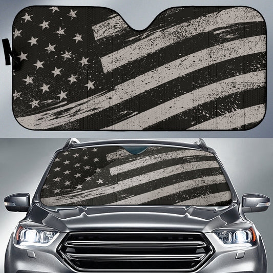 Black And White American Flag Car Auto Sun Shades 212401
