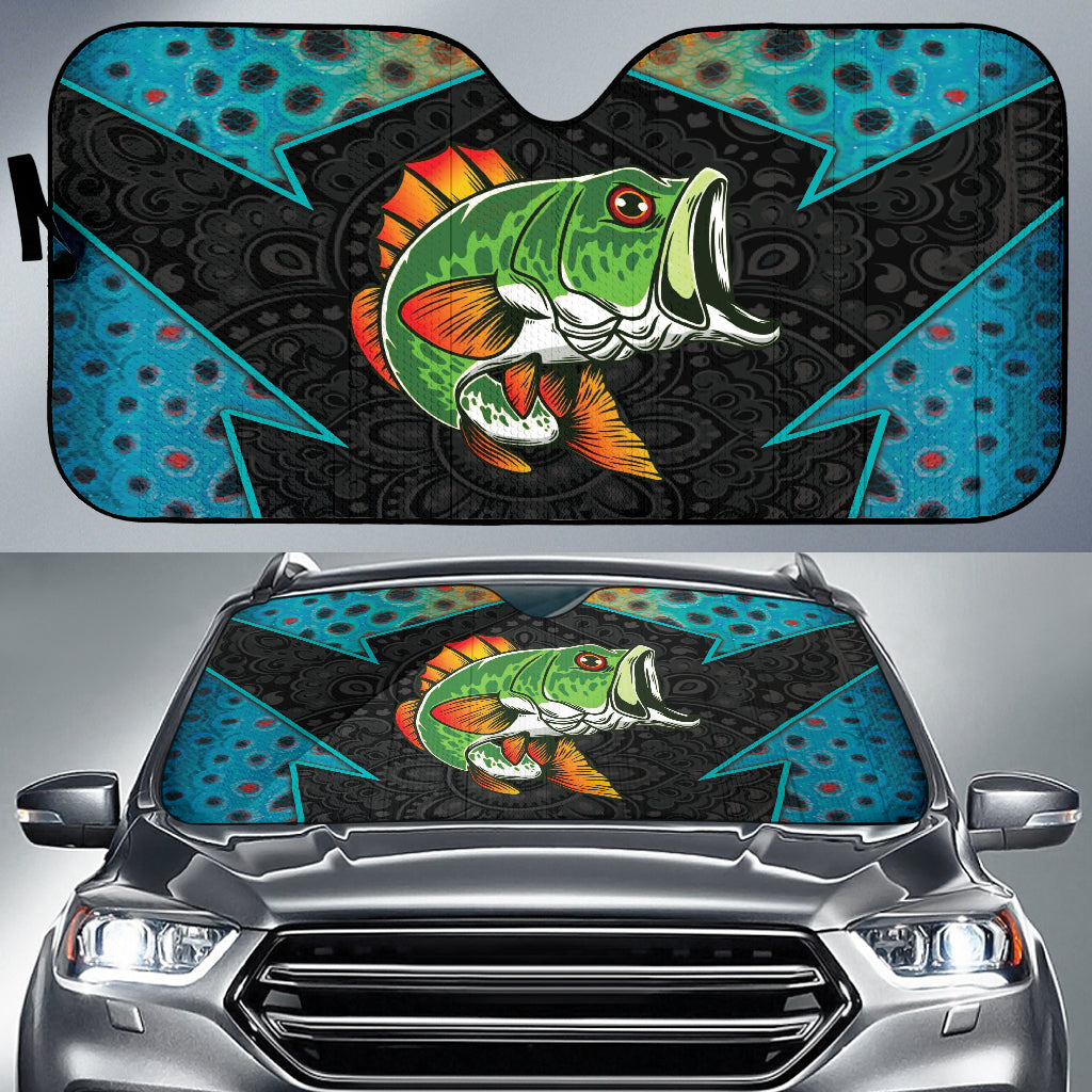 Largemouth Bass Fishing Pattern Printing Car Auto Sun Shades 211201