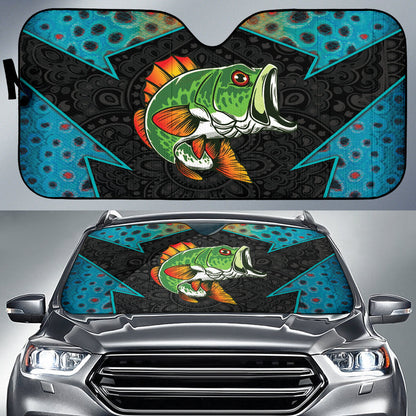 Largemouth Bass Fishing Pattern Printing Car Auto Sun Shades 211201
