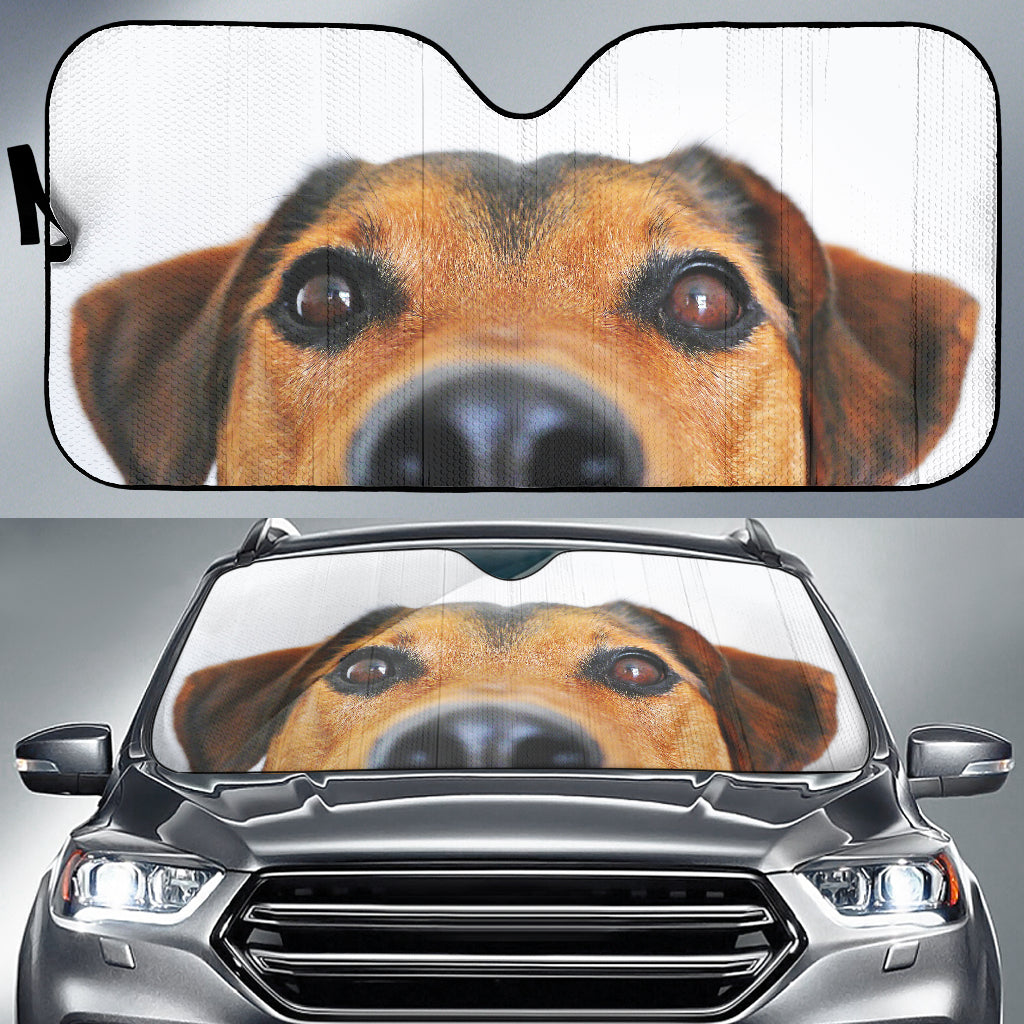Sweet Adorable Dog Illustration with Gentle Expression Car Auto Sun Shades 211302