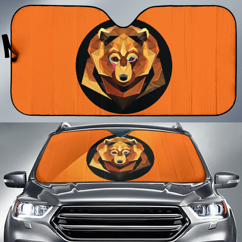 Polygon Bear Portrait with Bold Warm Geometry Car Auto Sun Shades 211502