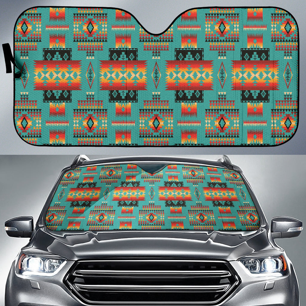 Blue Native Tribes Pattern Native American Car Auto Sun Shades 212401
