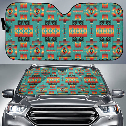 Blue Native Tribes Pattern Native American Car Auto Sun Shades 212401