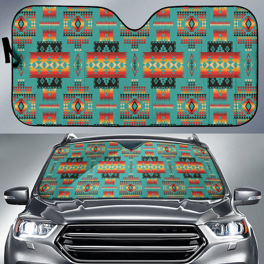 Blue Native Tribes Pattern Native American Car Auto Sun Shades 212401