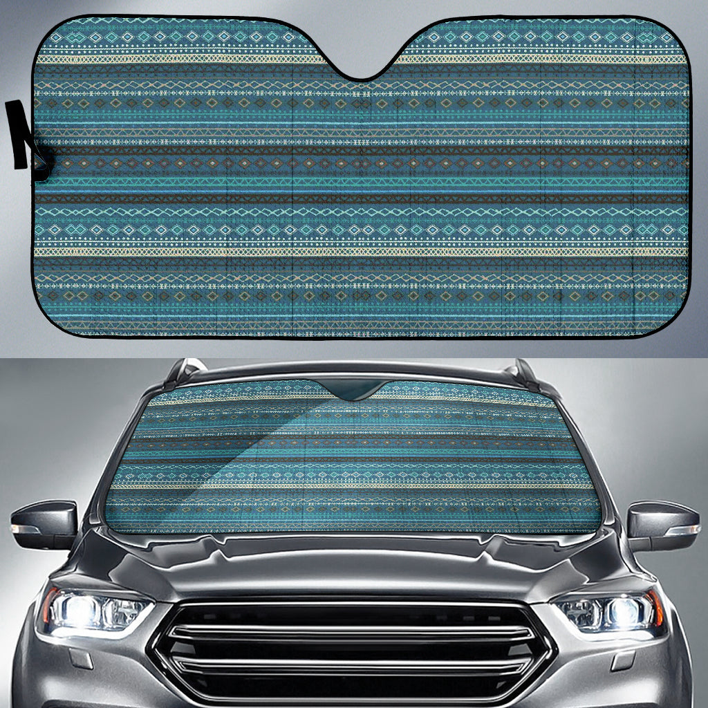 Light Green Teal Boho Stripes Decor Car Auto Sun Shades 212901