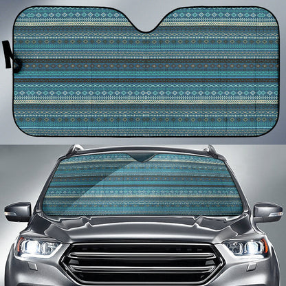 Light Green Teal Boho Stripes Decor Car Auto Sun Shades 212901