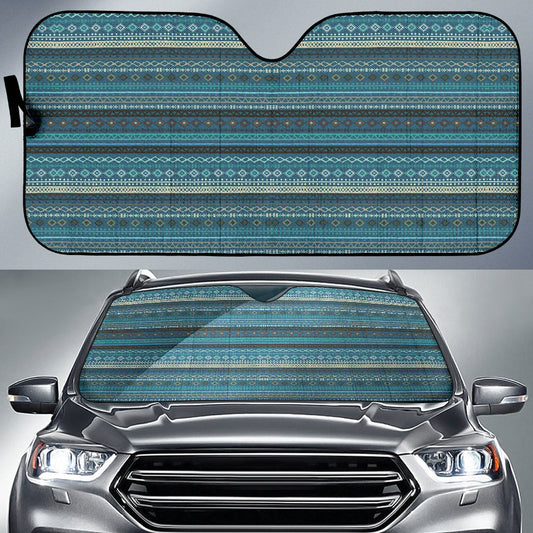 Light Green Teal Boho Stripes Decor Car Auto Sun Shades 212901