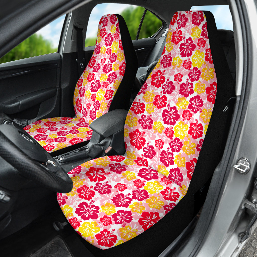 Red Yellow Hibiscus Hawaiian Flower Pattern Car Seat Covers 212201