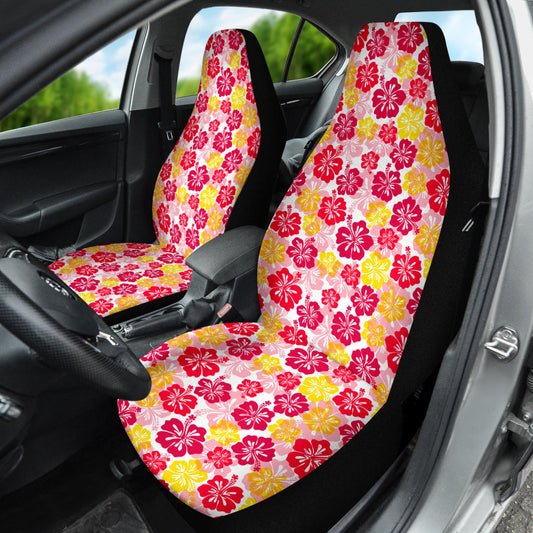 Red Yellow Hibiscus Hawaiian Flower Pattern Car Seat Covers 212201