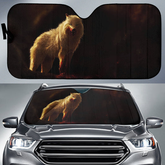 Arctic Wolf Predator Standing in Dark Wilderness Car Auto Sun Shades 211402