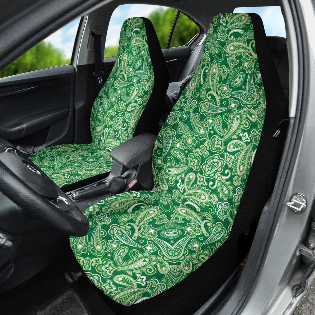 Green Paisley Pattern Car Seat Covers 212201