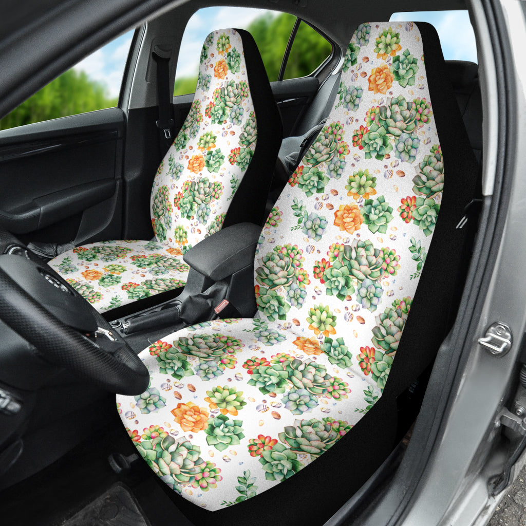 Succulent Natural Watercolor White Background Car Seat Covers 212301