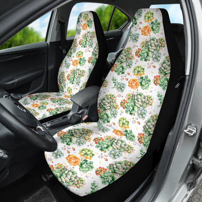 Succulent Natural Watercolor White Background Car Seat Covers 212301