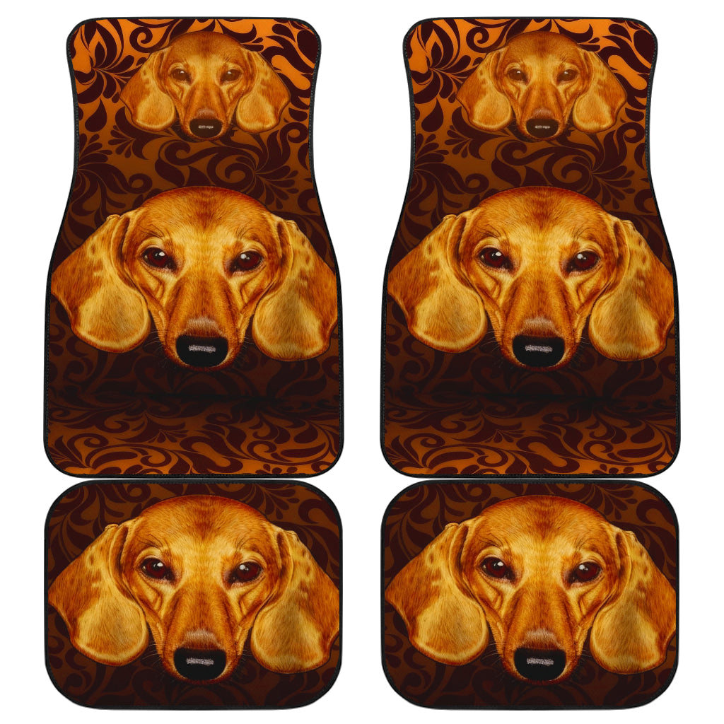 Dachshund Portrait Highlighted by Warm Baroque Textures Car Floor Mats 211402