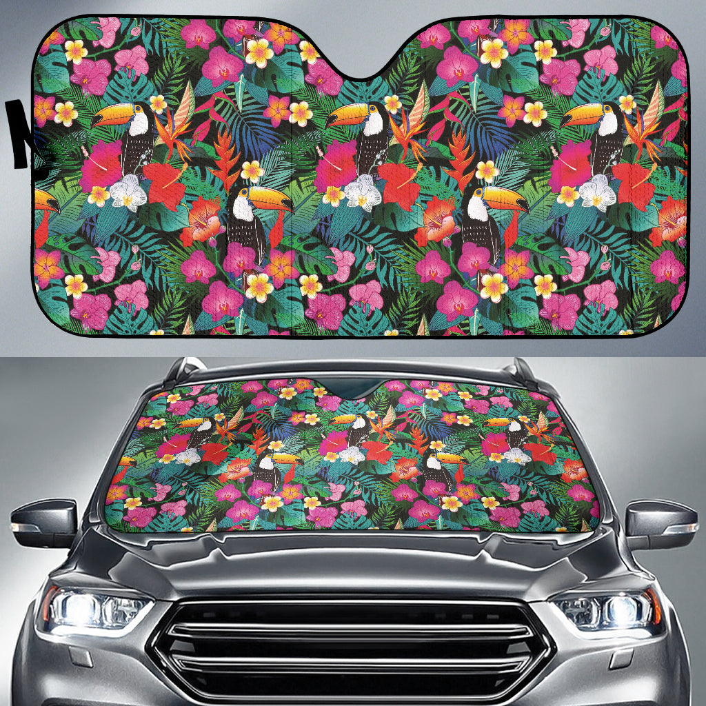 Hibicus Toucan Colorful Car Auto Sun Shades 212401