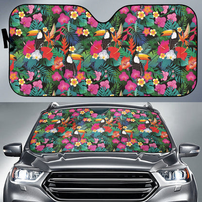 Hibicus Toucan Colorful Car Auto Sun Shades 212401