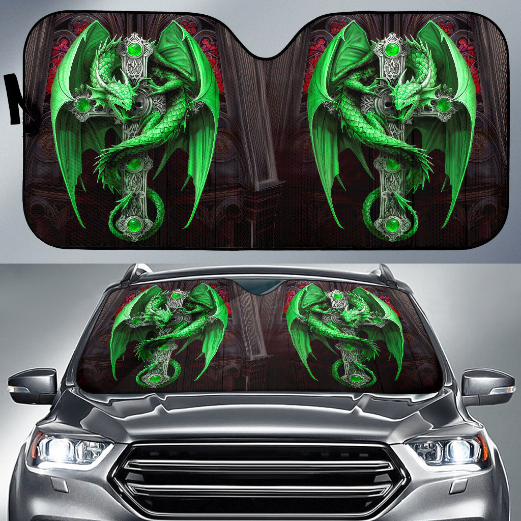 Cool Dragon Green Decorative Auto Sun Shades 211302