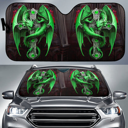 Cool Dragon Green Decorative Auto Sun Shades 211302