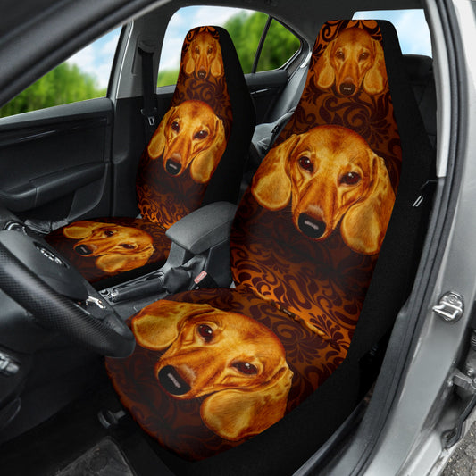 Dachshund Portrait Highlighted by Warm Baroque Textures Car Seat Covers 211402