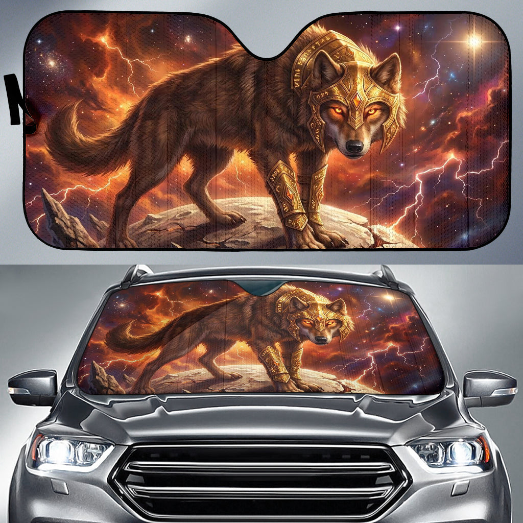 Majestic Armored Wolf Cosmic Fantasy Art Car Auto Sun Shades 211402
