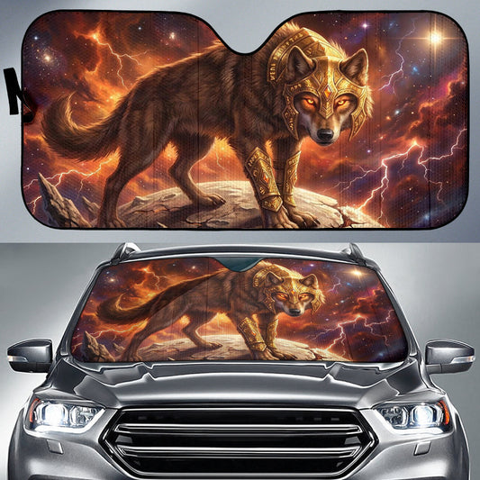 Majestic Armored Wolf Cosmic Fantasy Art Car Auto Sun Shades 211402