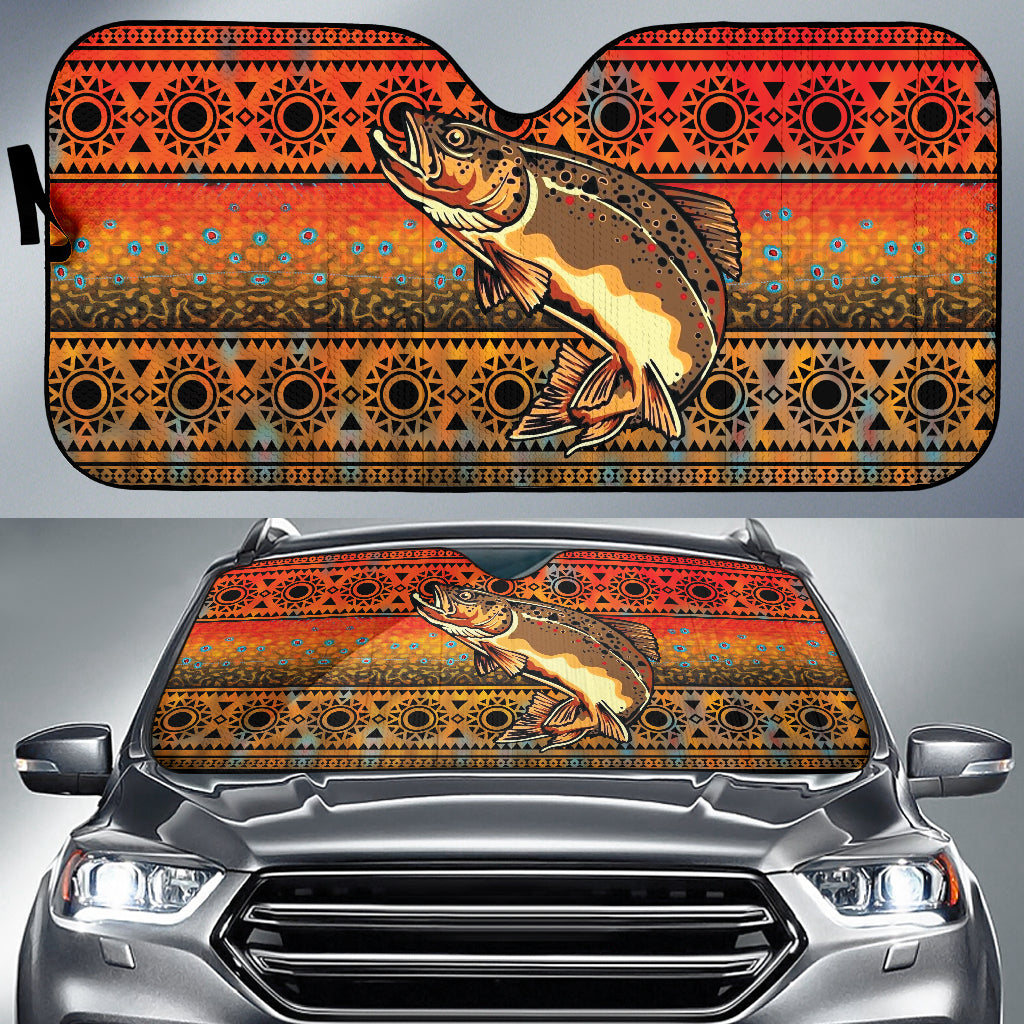 Trout Fish Brown Printing Car Auto Sun Shades 211201
