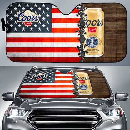 Coors Banquet Car Auto Sun Shades American Flag Beer Lover 213001